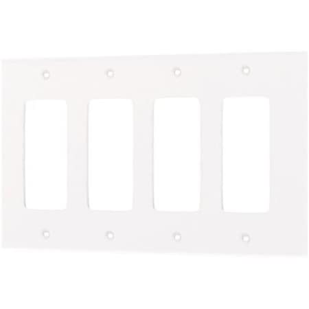 Gorgeousglow 8.56 x 0.25 x 4.88 in. 4-Gang Decora Wallplate, White GO3017212